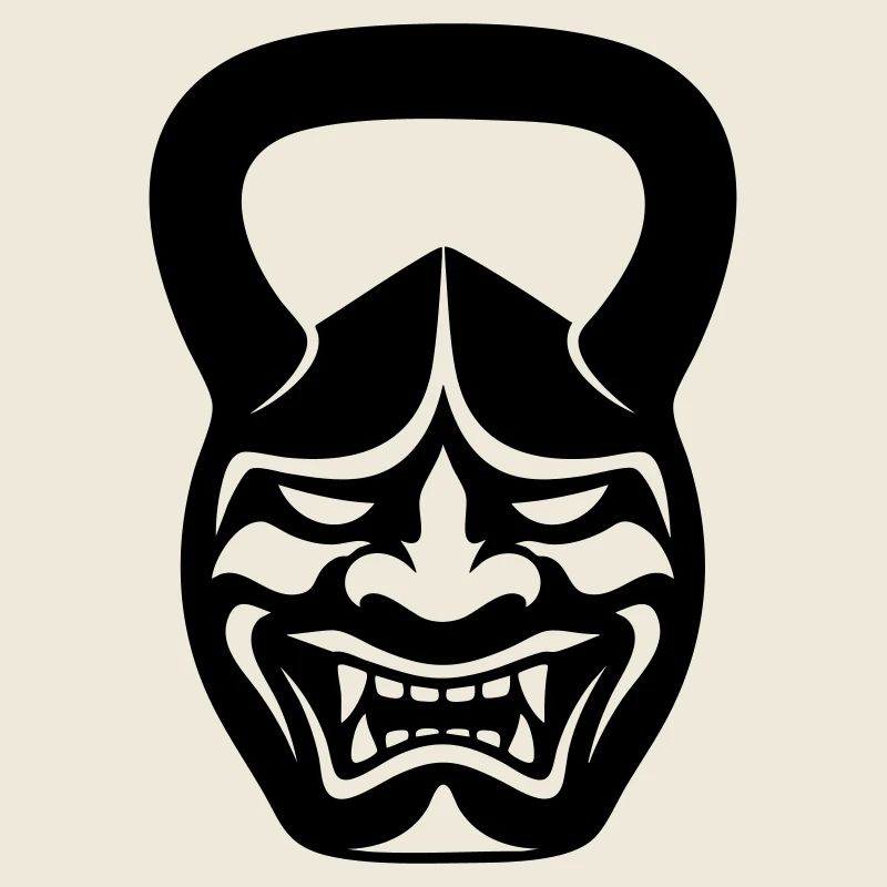 Masque de samouraï avec kettlebell de gymnase
