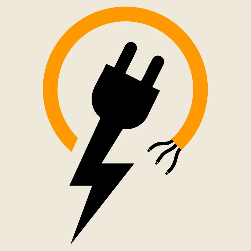 Electrician logo with lightning bolt and plug