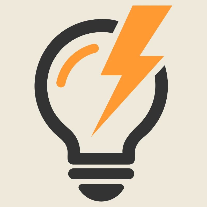 Logo d’électricien avec éclair et ampoule
