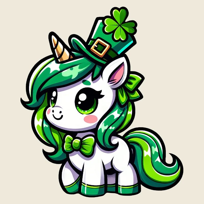 Licorne de dessin animé mignon style Saint-Patrick