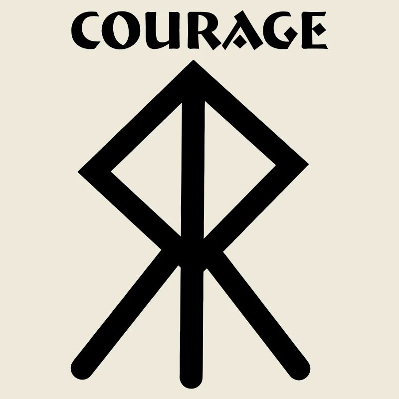 Courage Viking rune with text COURAGE