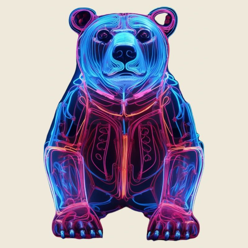 Neon Bear in Cyber Design
