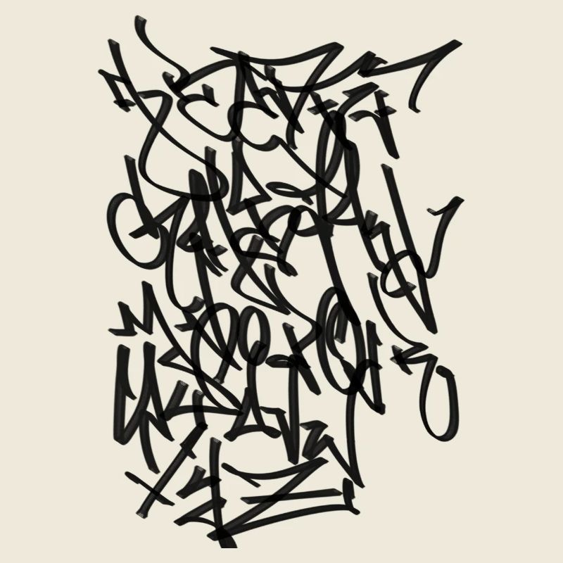 Alphabet 2 Graffiti Tag Handstyle black