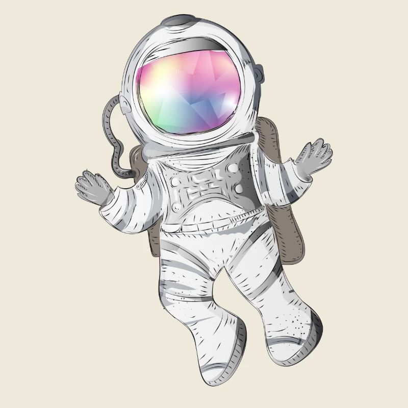 Astronaut drawing in shimmering colors