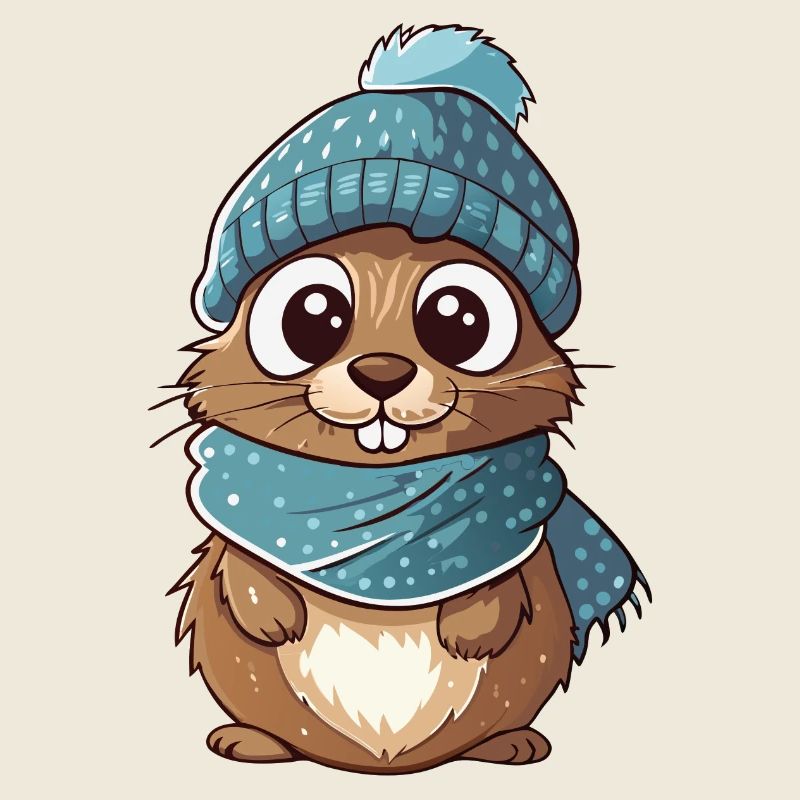 Cute gopher with scarf and bobble hat.