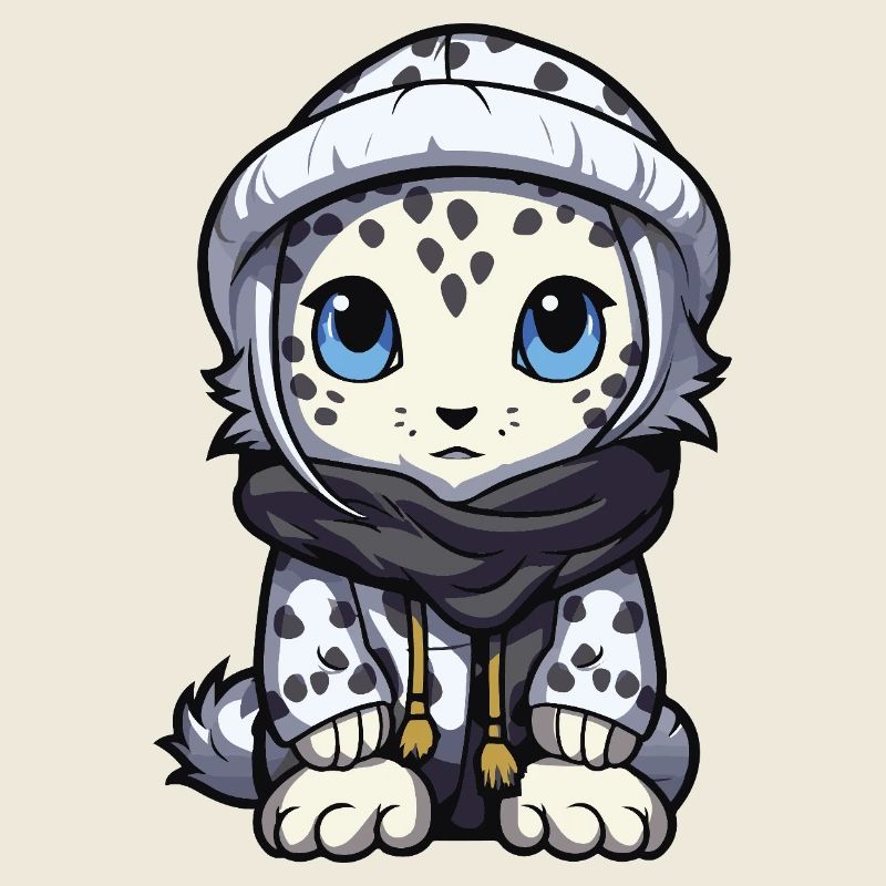 Snow leopard winter leopard baby