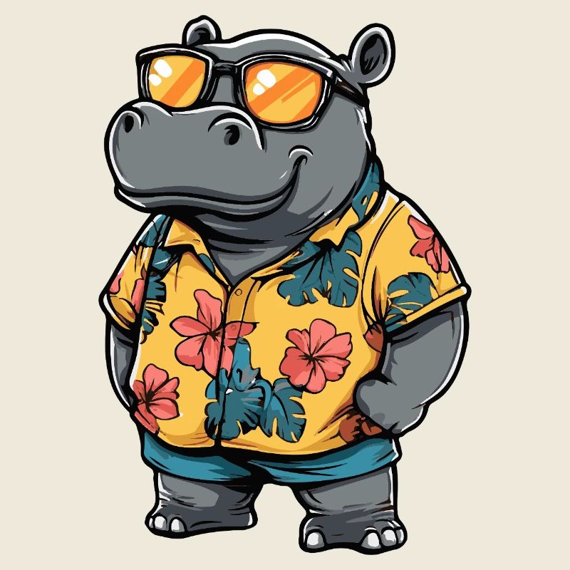 Nilpferd Comic Urlaub