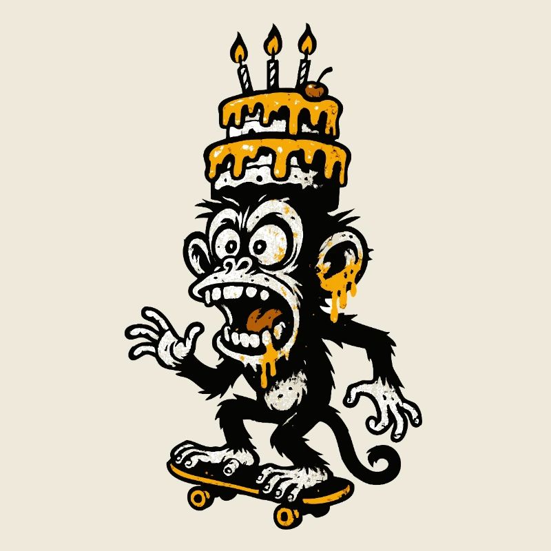 Illustration de gâteau d’anniversaire de singe absurde