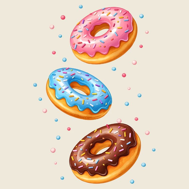 Bunte Donuts Illustration Set  