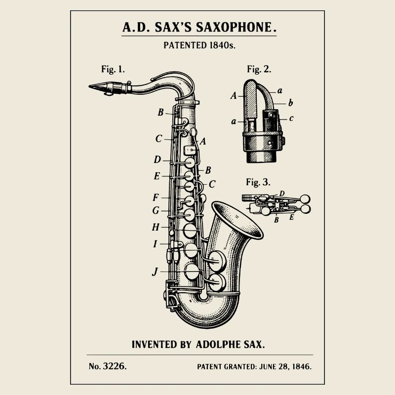 Conception du brevet du plan d’instrument de saxophone