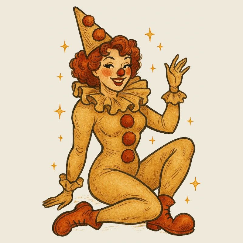 Clown de cirque vintage aux tons chauds