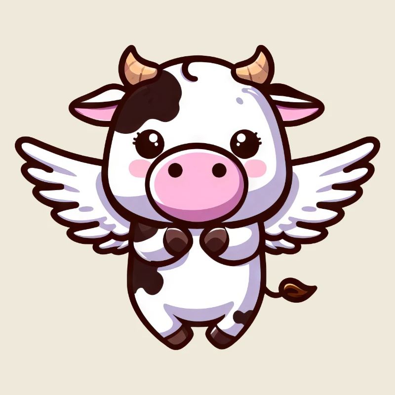 Vache céleste : un ange avec des ailes