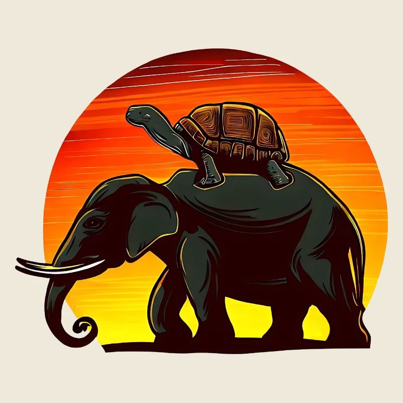 Elefant Schildkröte Sunset Design