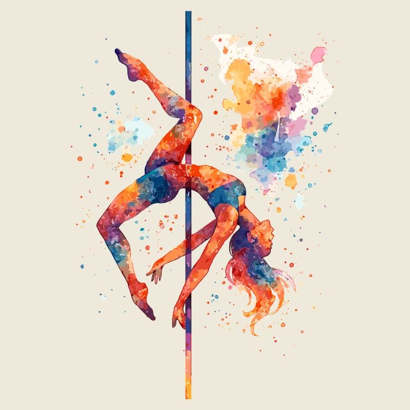 Pole Dance Poledancerin Aquarell Farbe Geschenk