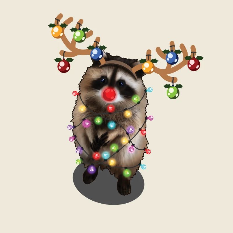 Raton laveur de Noël - Mignon drôle d’animaux de Noël Cadeau