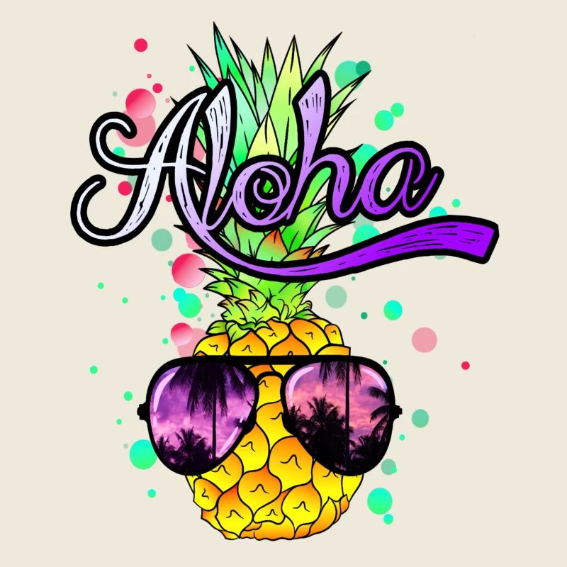 Aloha cool pineapple with sunglasses