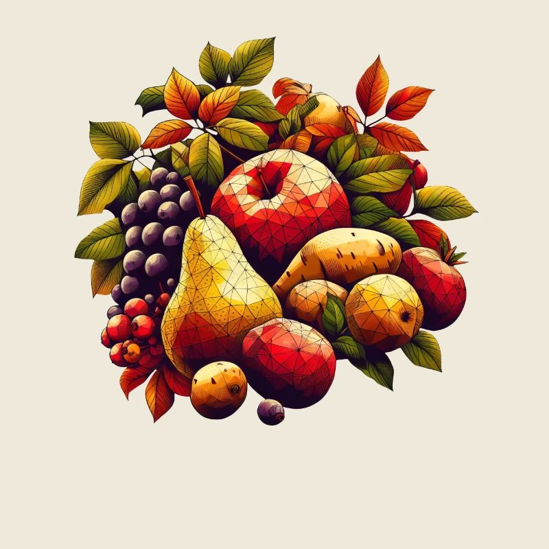 Autumn Mosaic: Polygonal Apple, Pear, Potato &