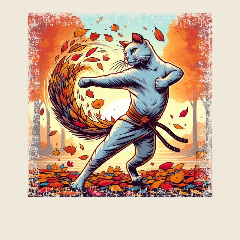 Gueule de bois de karaté dans les feuilles d’automne