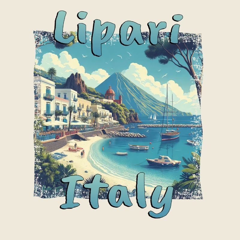 Lipari, Italy, Grunge, Beach, Mountains