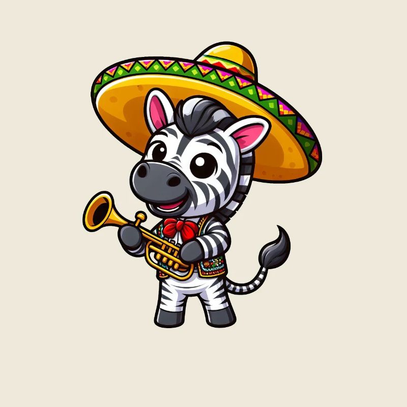 Cinco de Mayo Zebra: Trompeter in Schwarz-Weiß