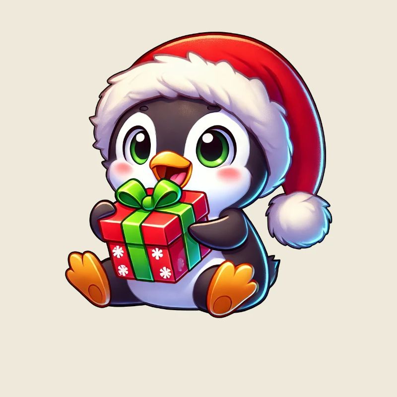 Christmas Penguin with Gift Funny Style
