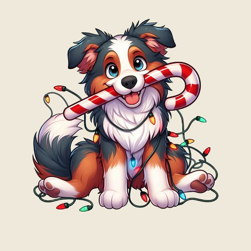 Christmas Dog Australian Shepard String Lights