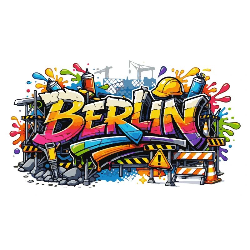Berlin Graffiti Construction Site Style with Color Effects