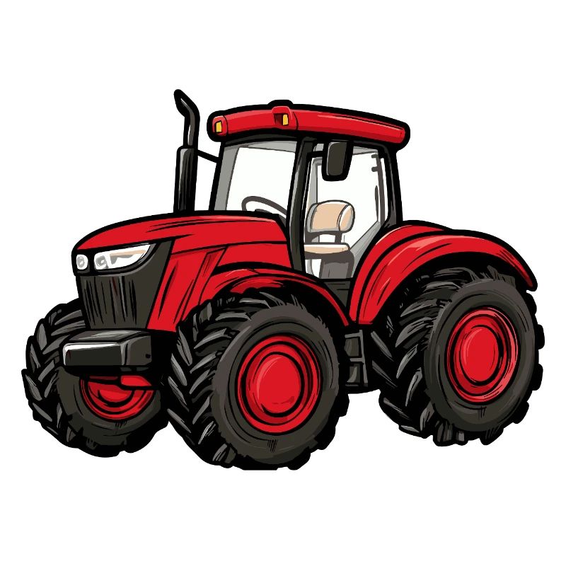 Roter Traktor Cartoon