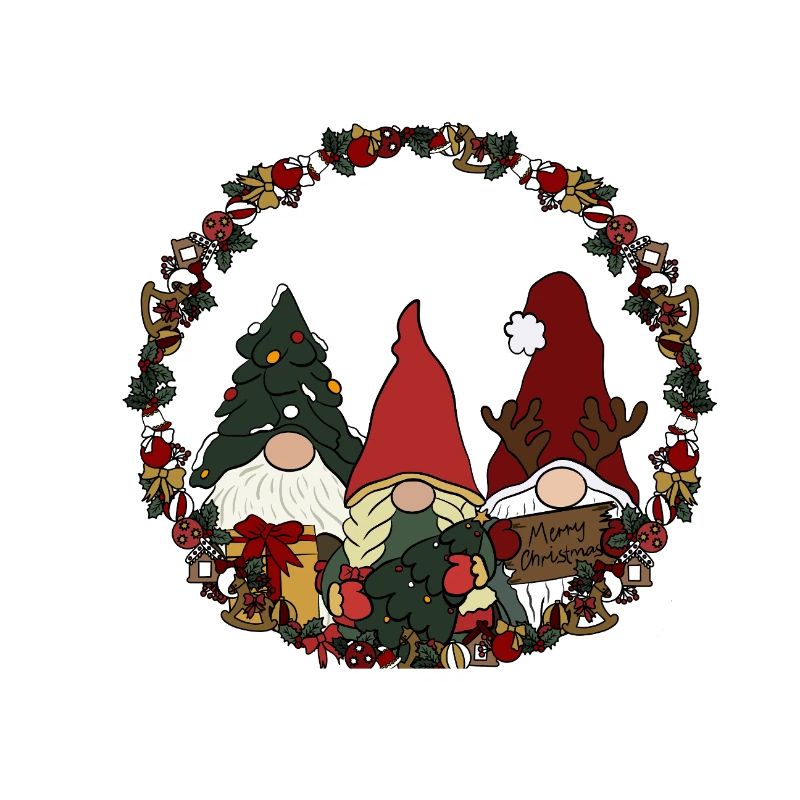 Wichtel  im Weihnachtskranz