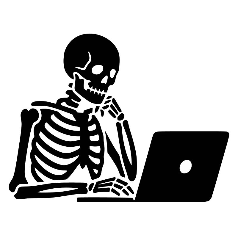 Skelett am Laptop Computer