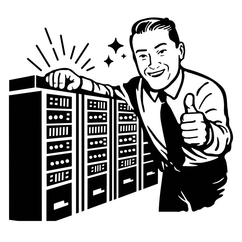 Retro IT-Admin lächelt – Vintage Tech Support