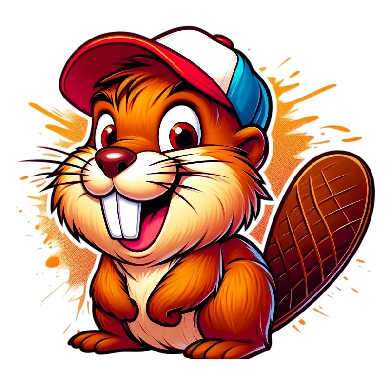 Biber mit Baseballkappe