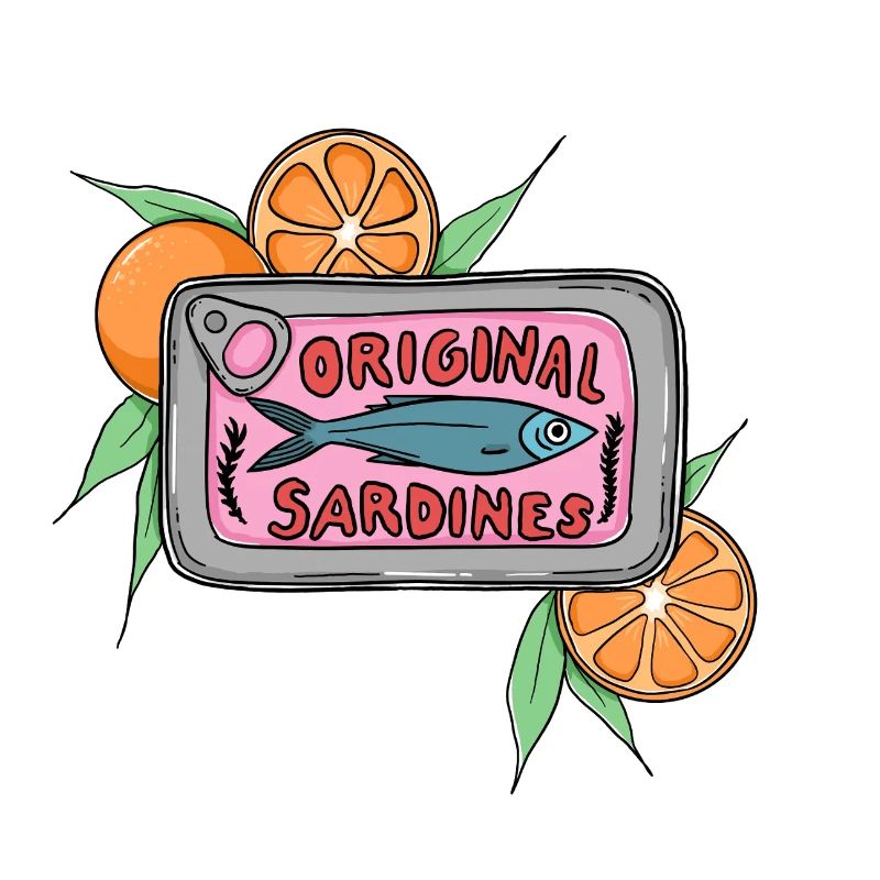 Original Sardines Can Pop Art Design with Oranges