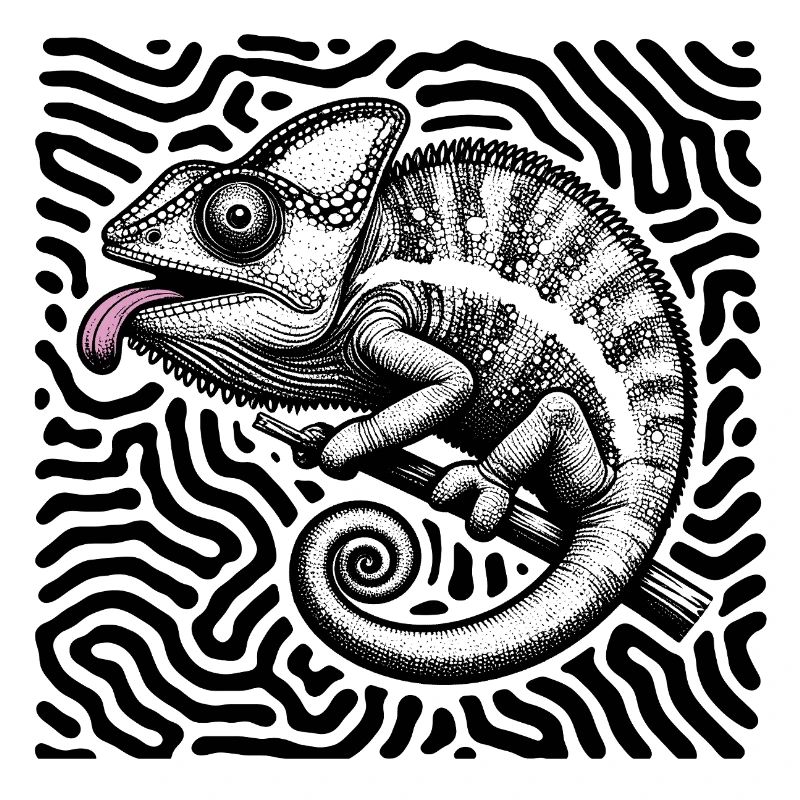 Chamäleon Psychedelisches Labyrinth Kunst