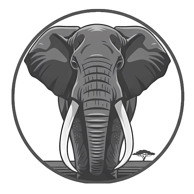 Elephant Head Circle Graphic