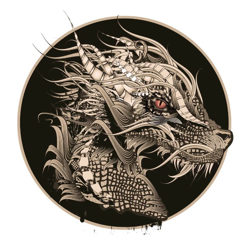 kunstvoll gestalteter mystischer Drachen Patch