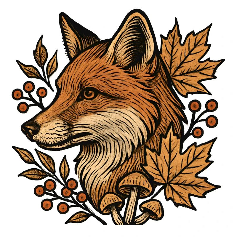 Herbstfuchs im Laubkreis
