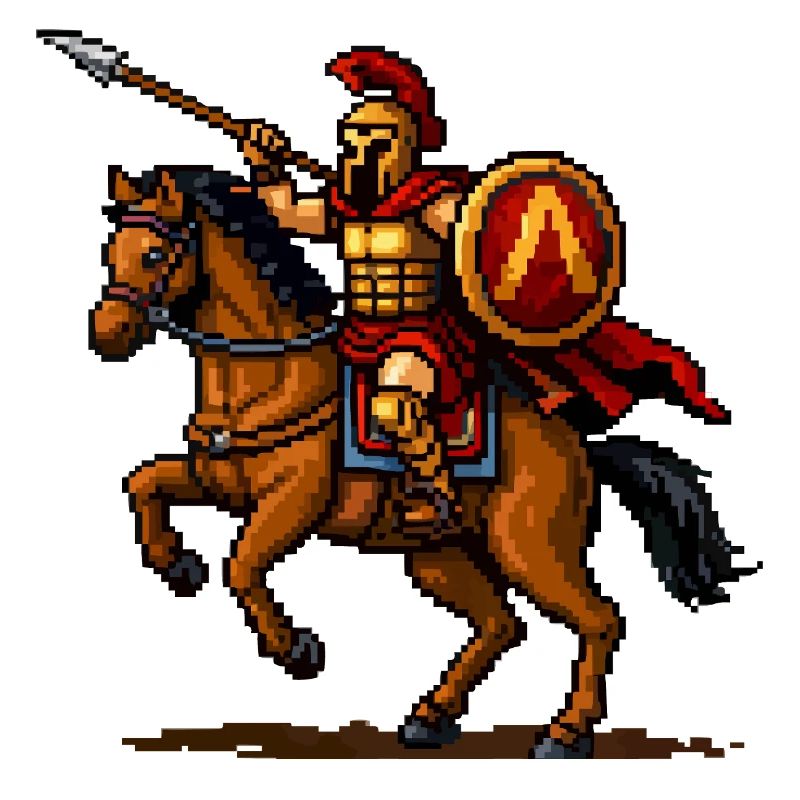 Pixelritter auf Pferd