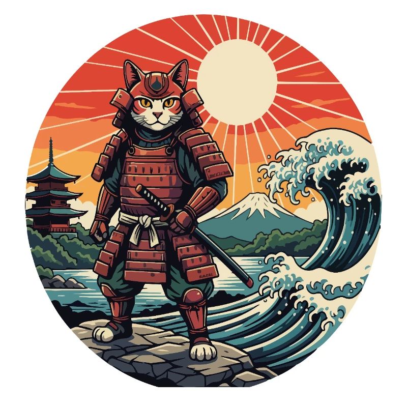 Katzen-Samurai bei Sunset Waves