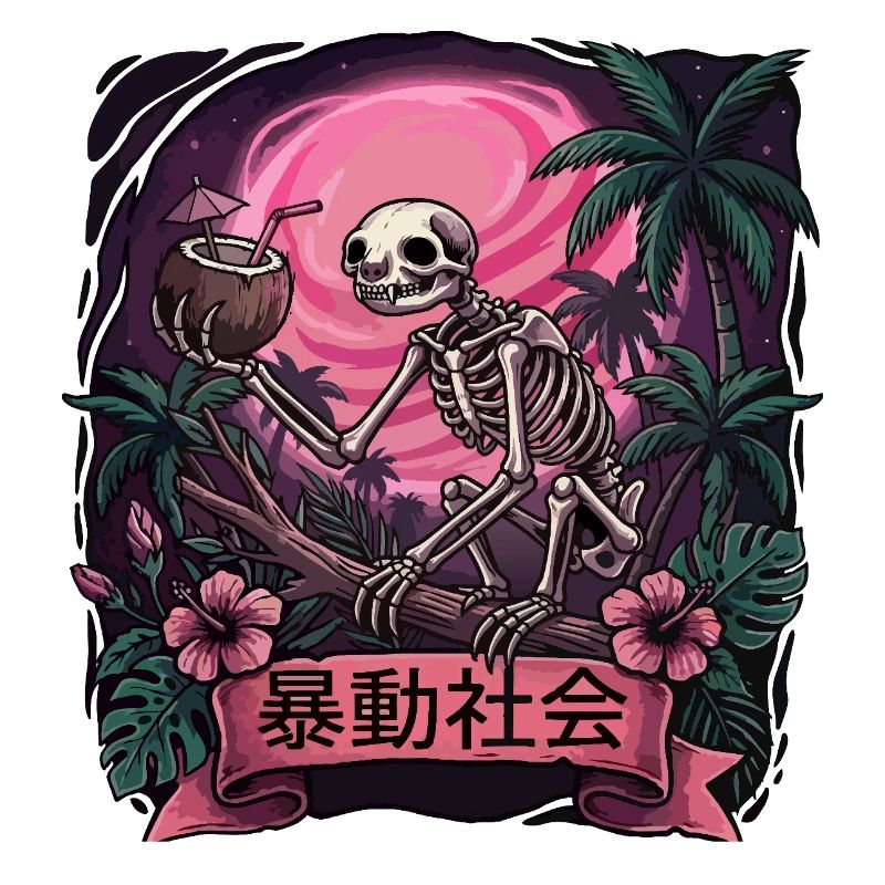 Skeleton Monkey Neon Moon