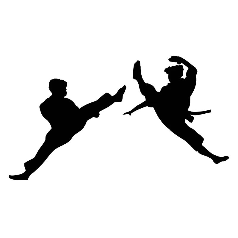 Two flying karate kick or teakwondo kick