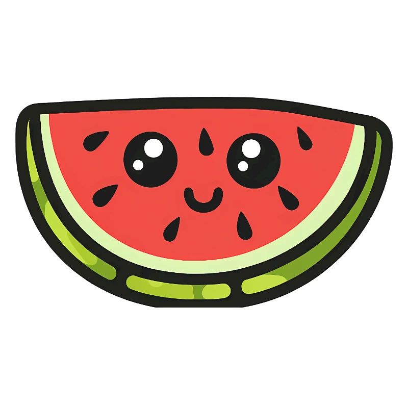 Dessin animé mignon de tranche de pastèque