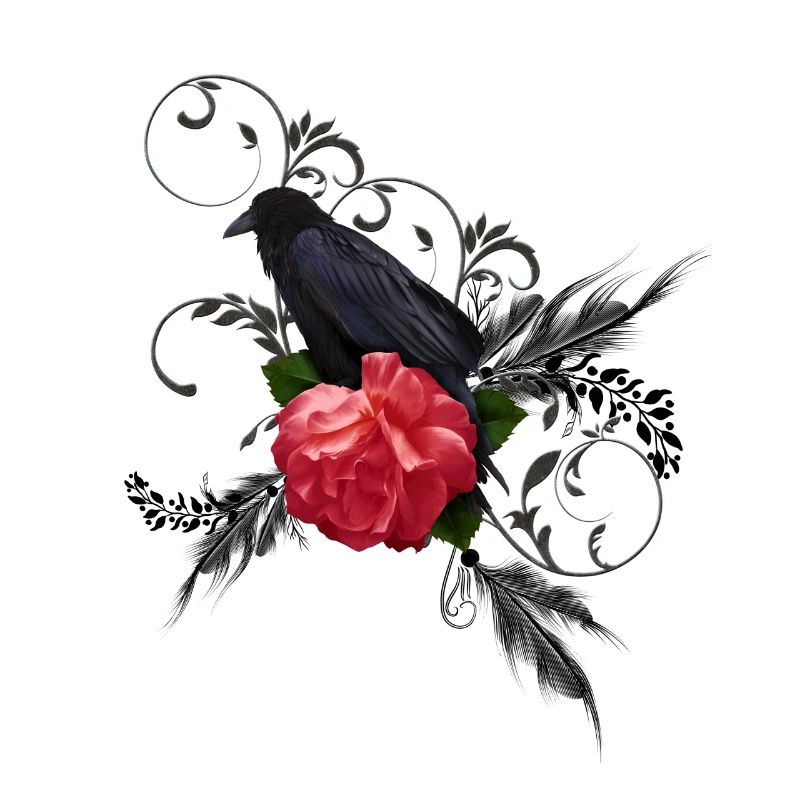 Wunderbare Krähe mit Rose