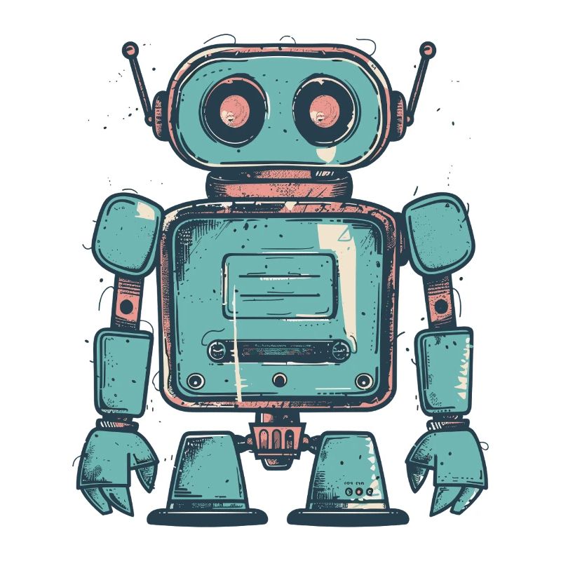 Dessin de robot sarcelle rétro