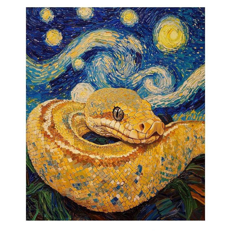 Snake Python Van Gogh Style Starry Night