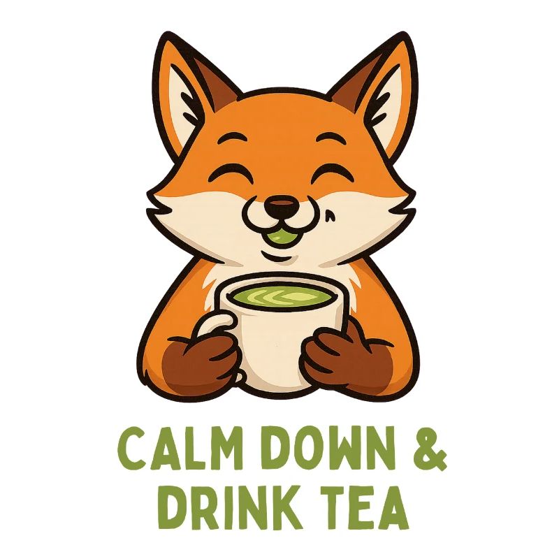 Fuchs entspannt Tee trinken