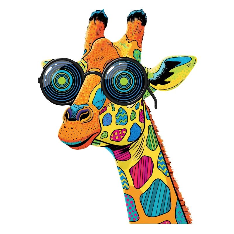 Bunte Giraffe mit Sonnenbrille