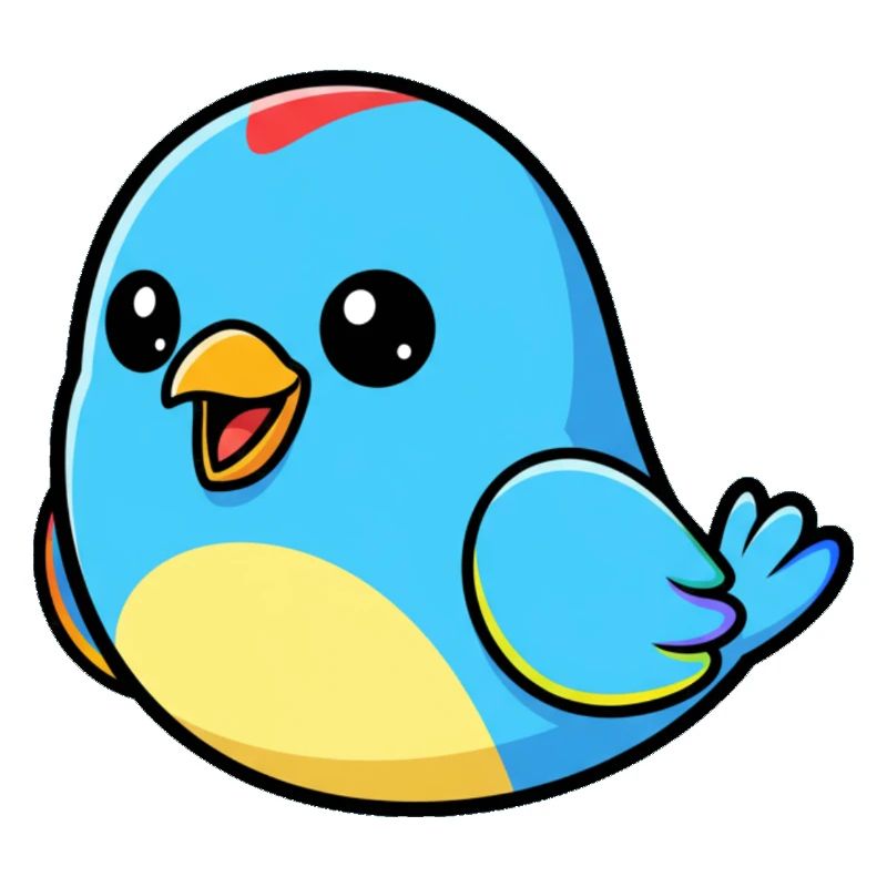 Fröhlicher Blauer Vogel Cartoon