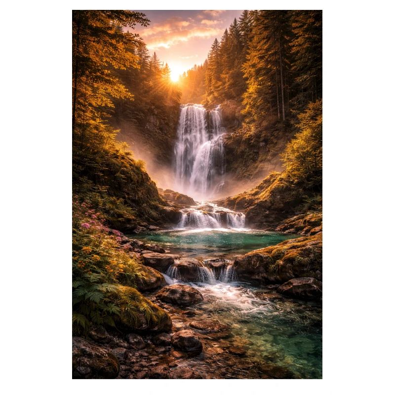 Wasserfall in der Abendsonne