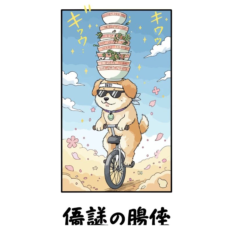 Noodle Stack Pup sur monocycle